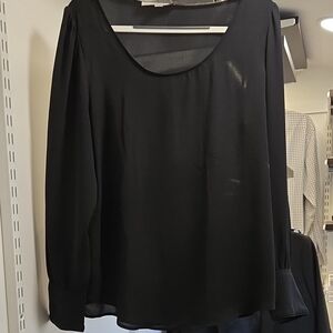 LOFT Black Long Sleeve Blouse Minimalist Style